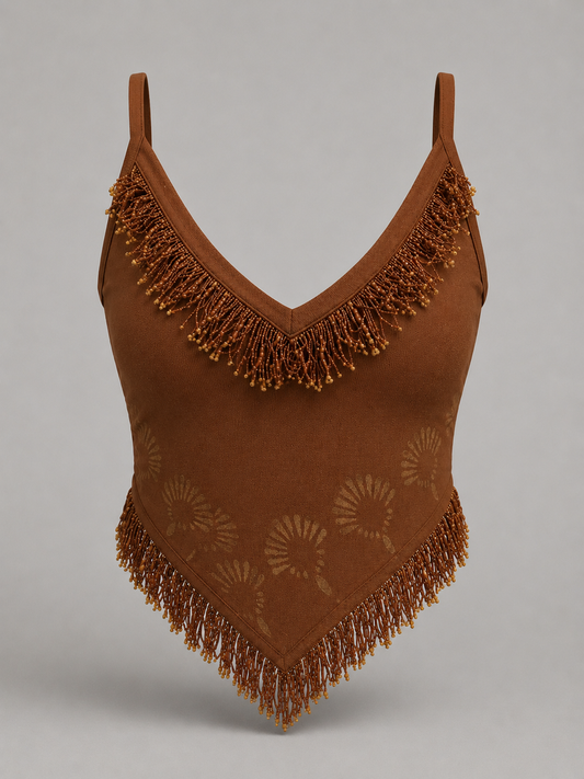 Masala brown jute cotton tank top