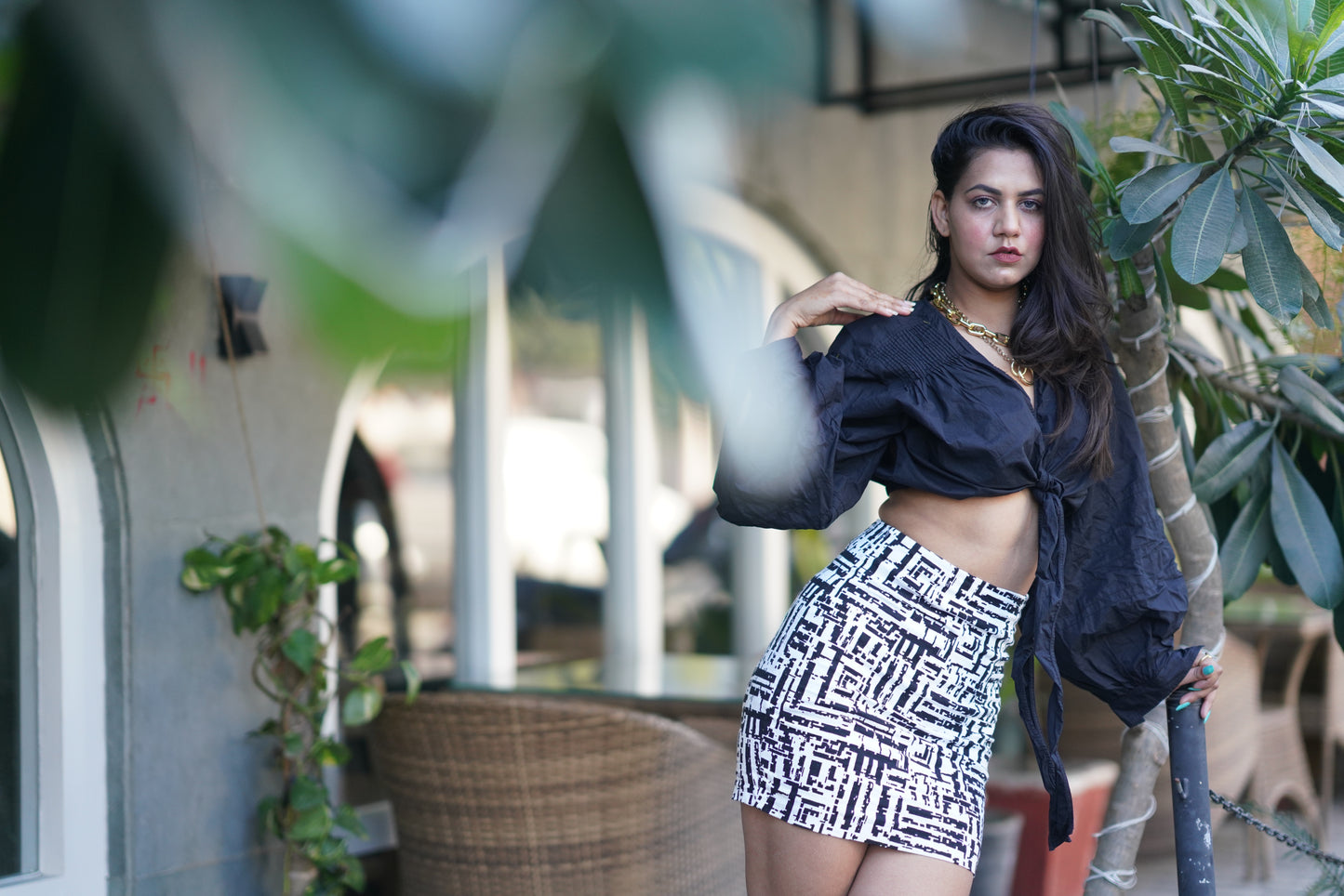 B/W printed skirt