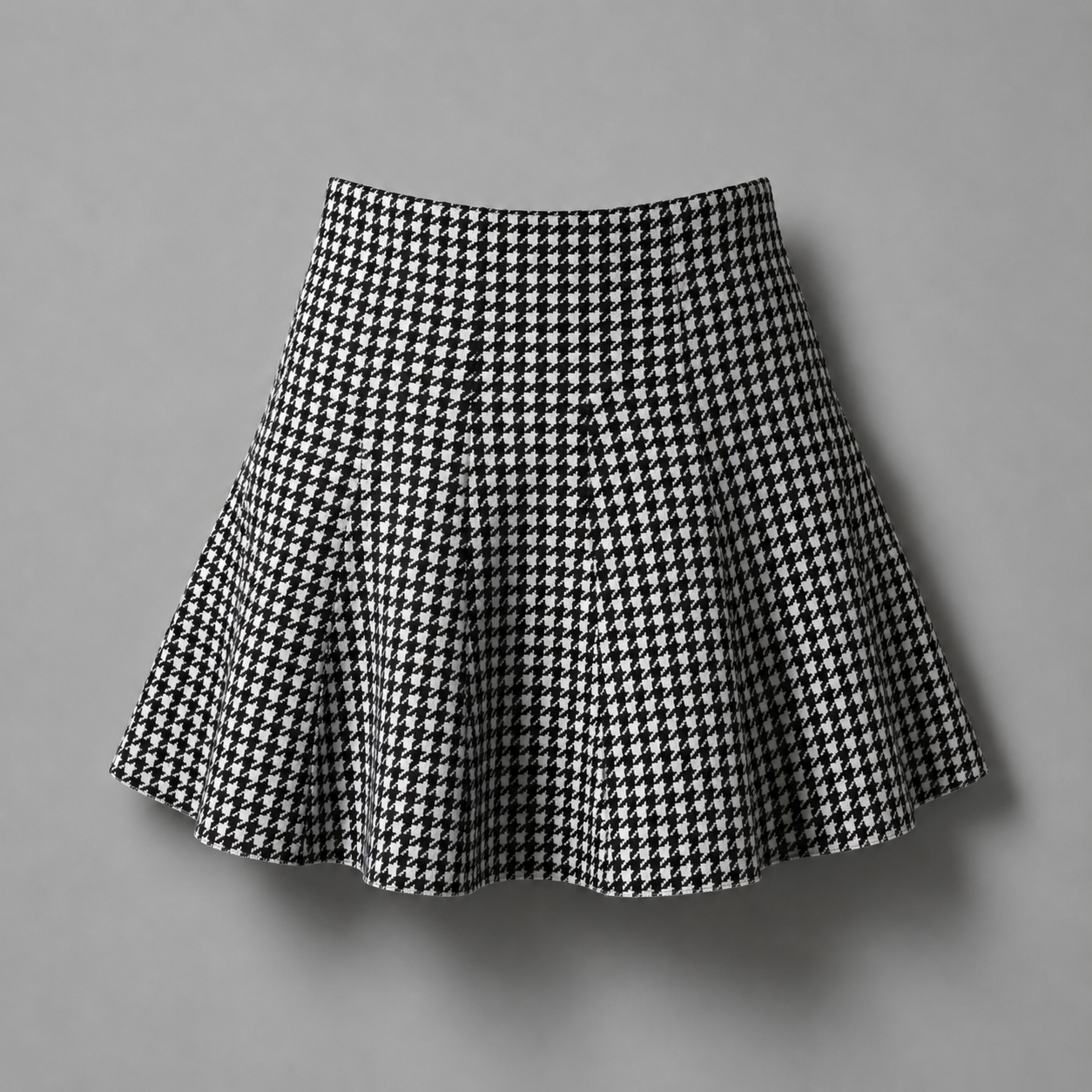Houndstooth knitted flared skirt