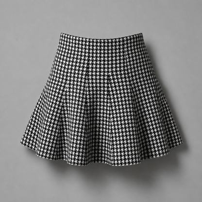 Houndstooth knitted flared skirt