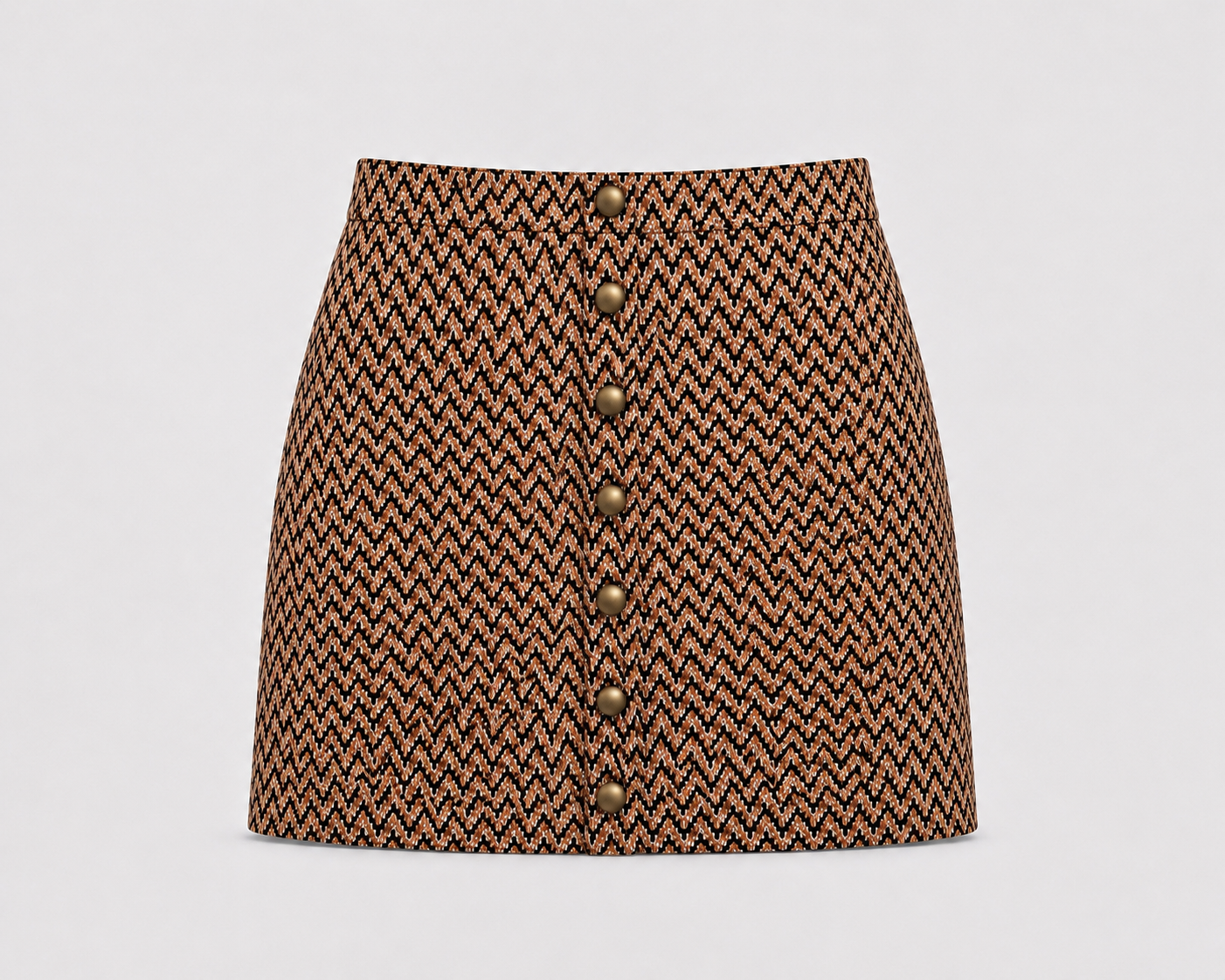 Ribbed mini brown skirt