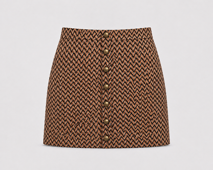 Ribbed mini brown skirt