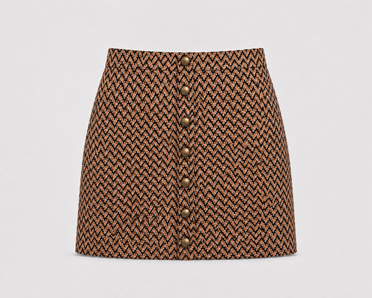 Ribbed mini brown skirt