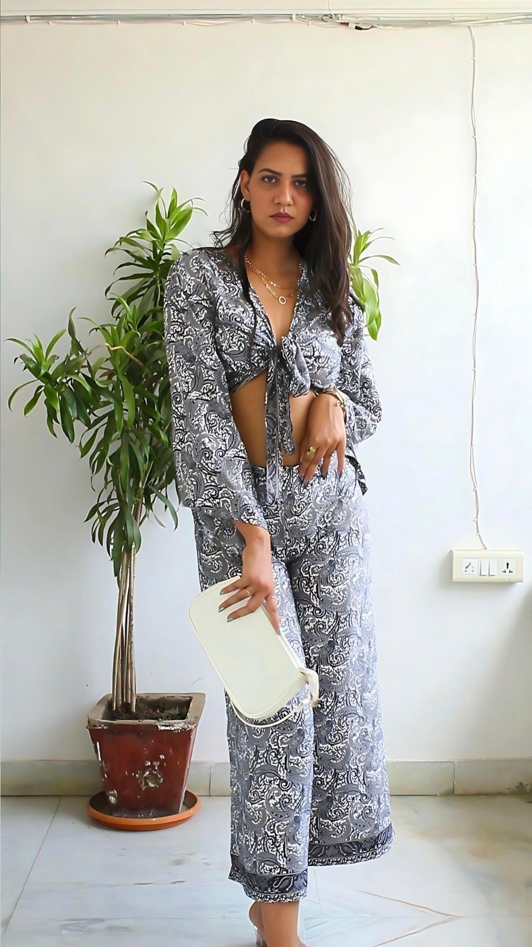 Wrap top and pants co-ord set