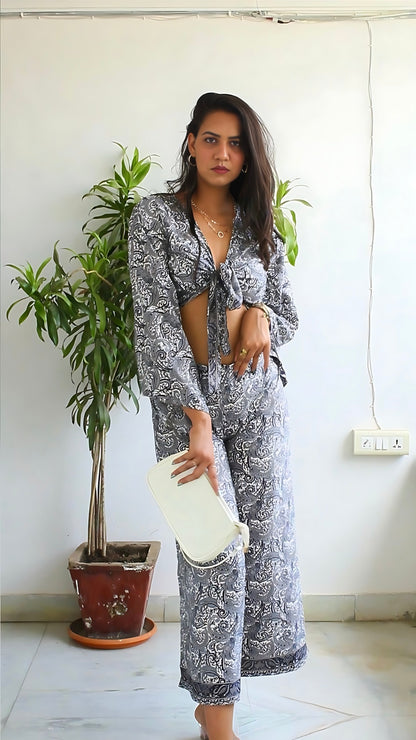 Wrap top and pants co-ord set