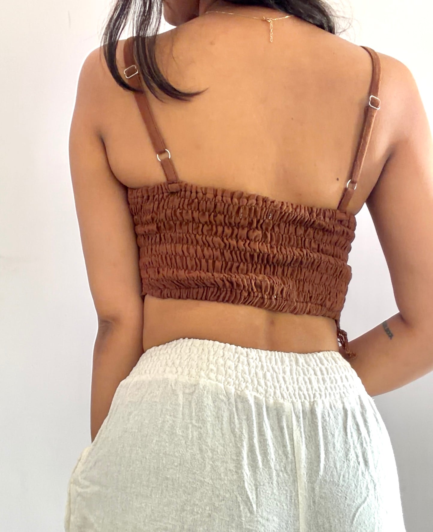 Masala brown jute cotton tank top