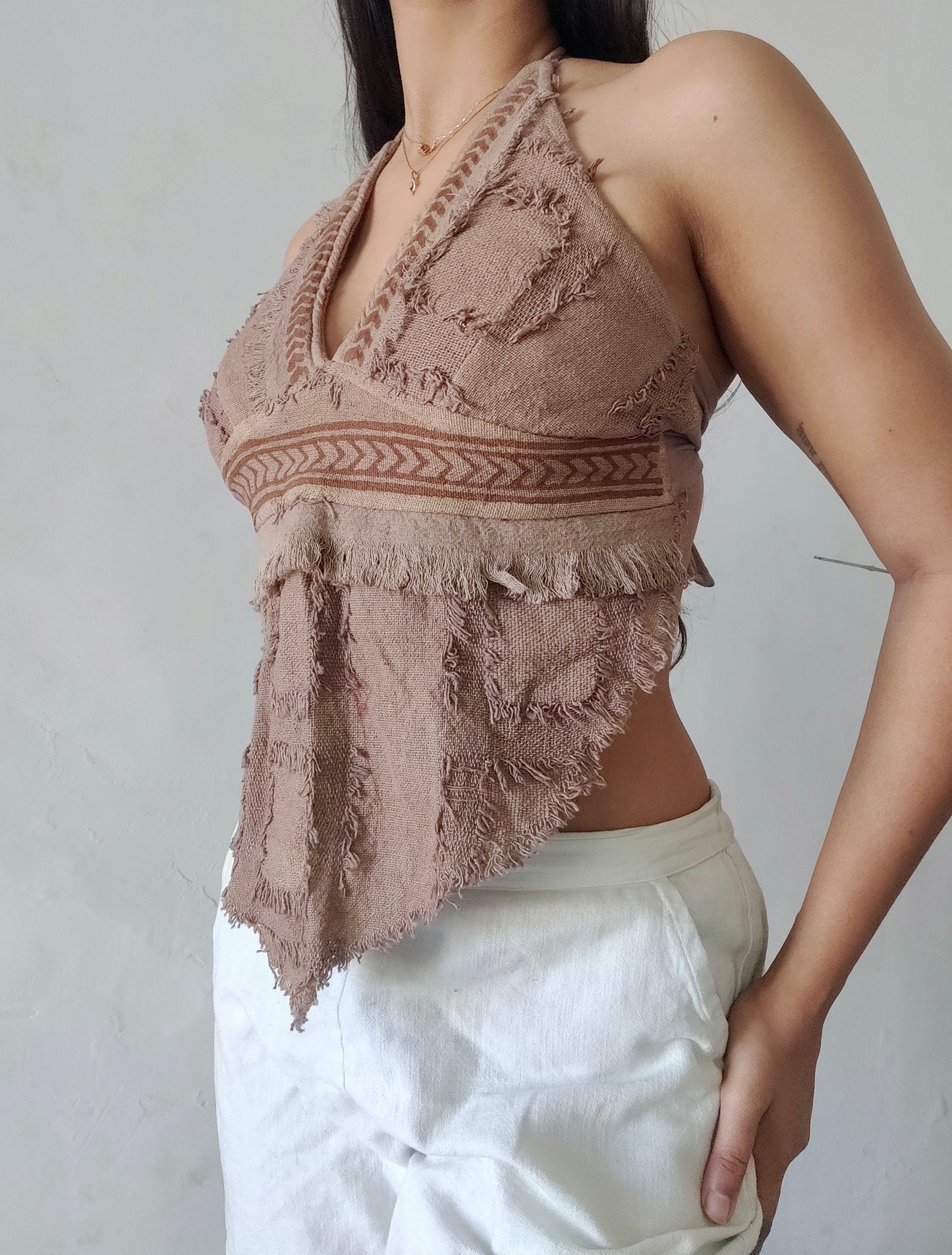 Rustwood mocha brown halter top
