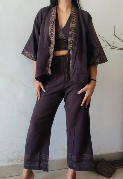 3pc natural khadi cotton kimono set