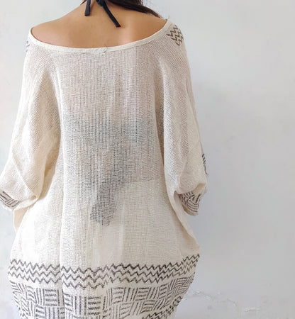 Clay dune handwoven jute cotton kimono cover-up 2