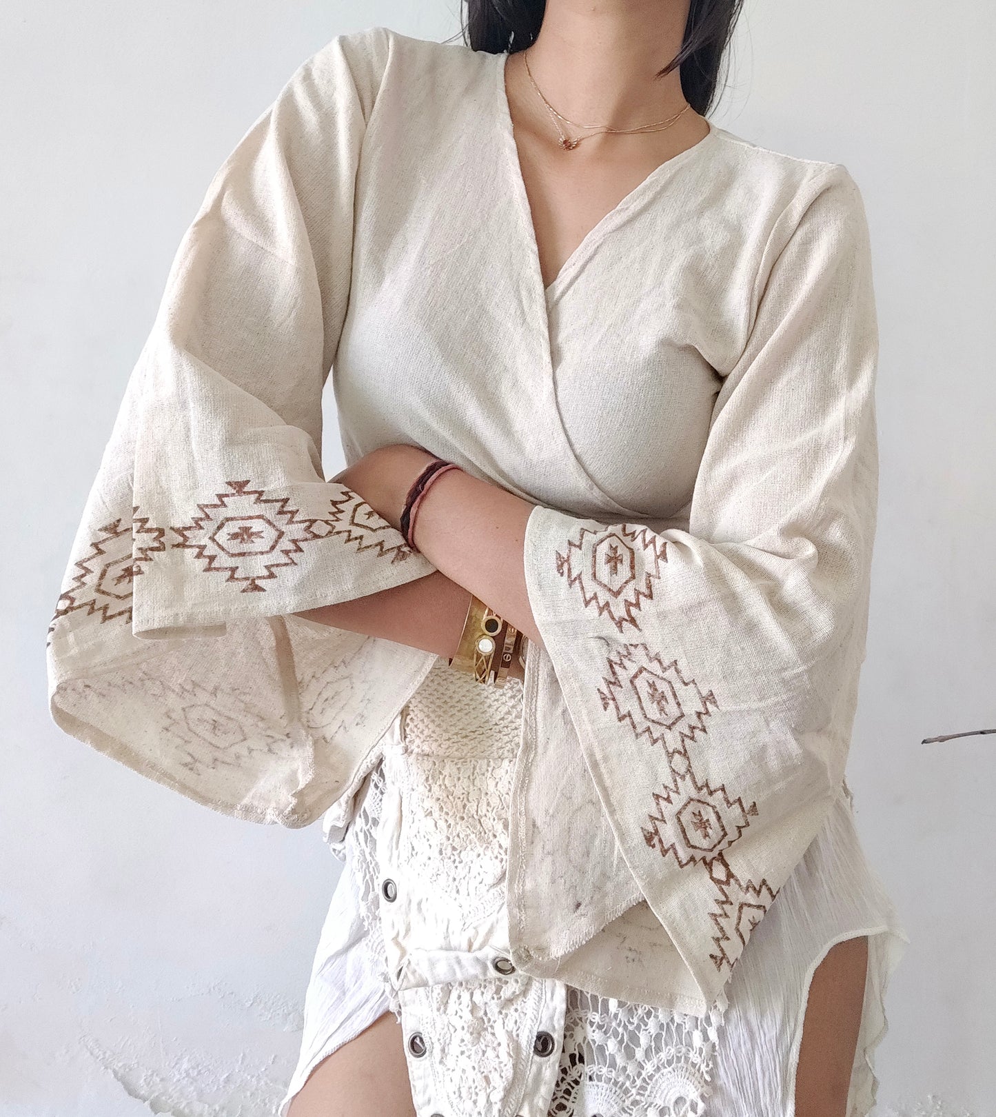 Beige Jute cotton wrap top 3
