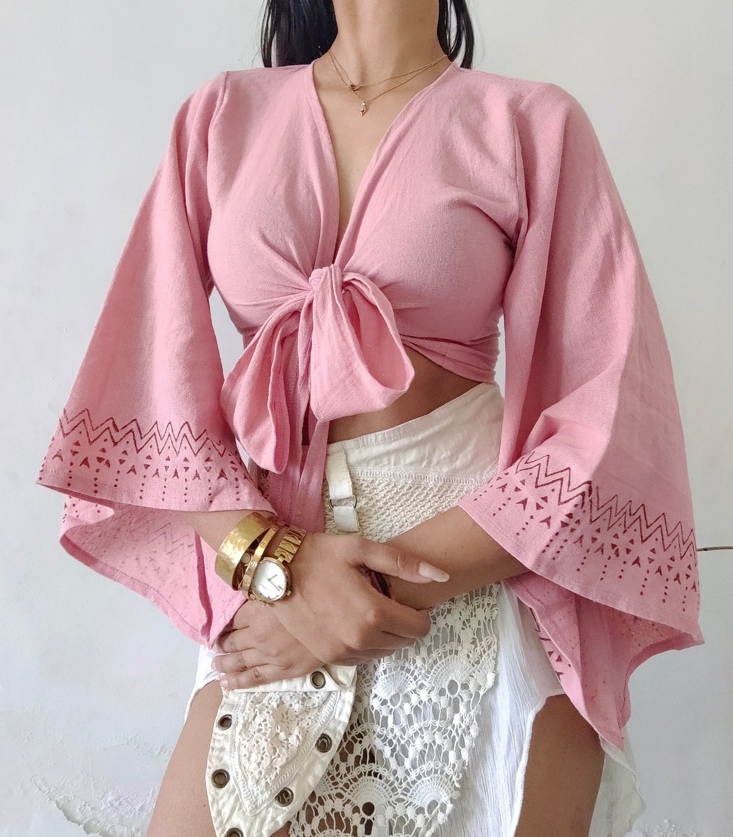 Dusty pink jute cotton wrap top 3