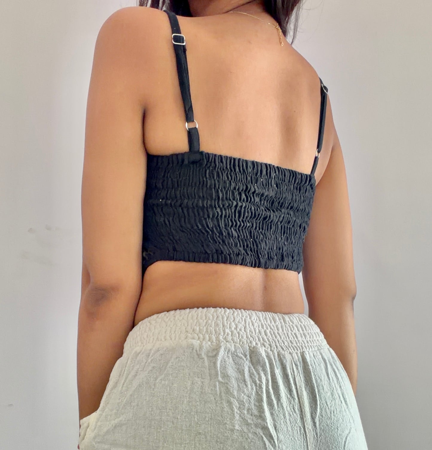 Black jute cotton tank top 2