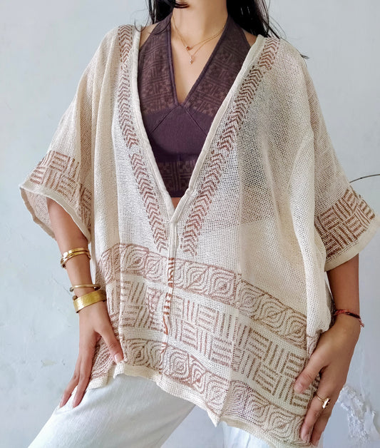 Terra dune handwoven jute cotton kimono cover-up 2