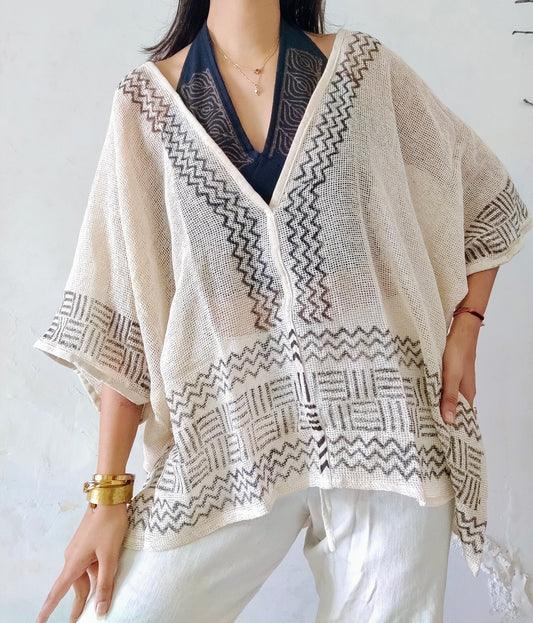 Clay dune handwoven jute cotton kimono cover-up 2