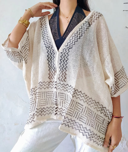 Clay dune handwoven jute cotton kimono cover-up 2