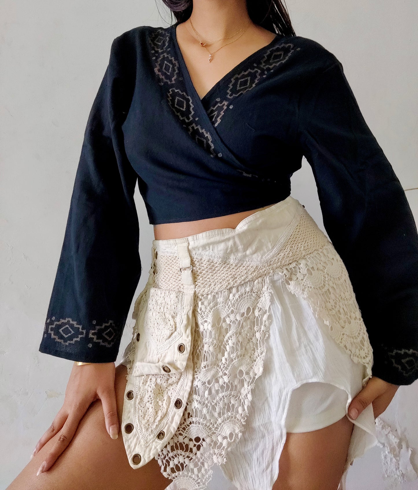 Black jute cotton wrap top 3