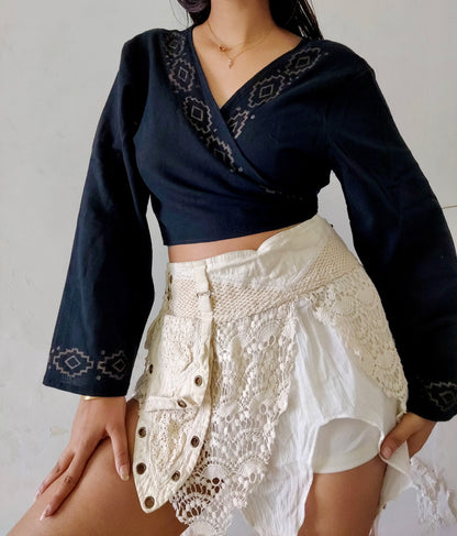 Black jute cotton wrap top 3