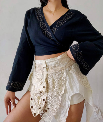 Black jute cotton wrap top 3