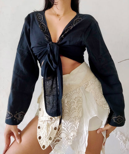 Black jute cotton wrap top 3