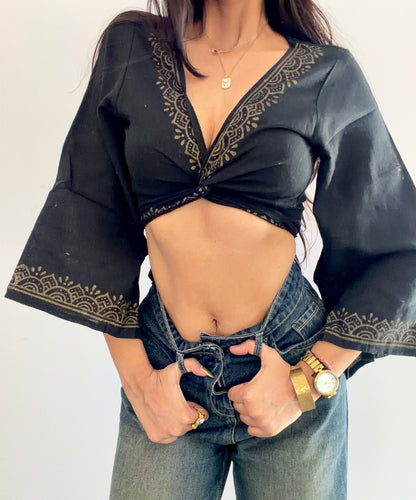 Black jute cotton wrap top 2