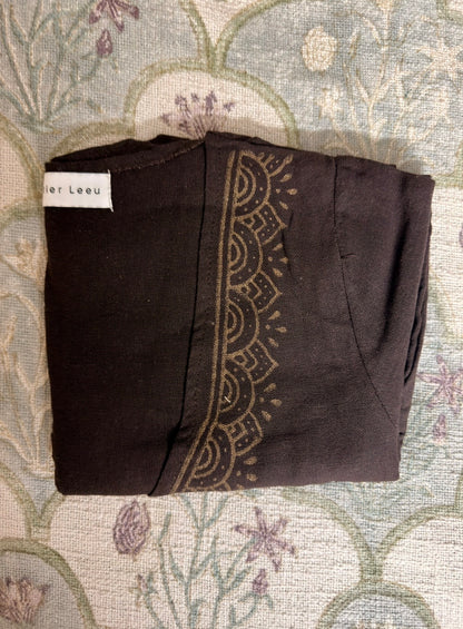 Deep walnut brown jute cotton wrap top
