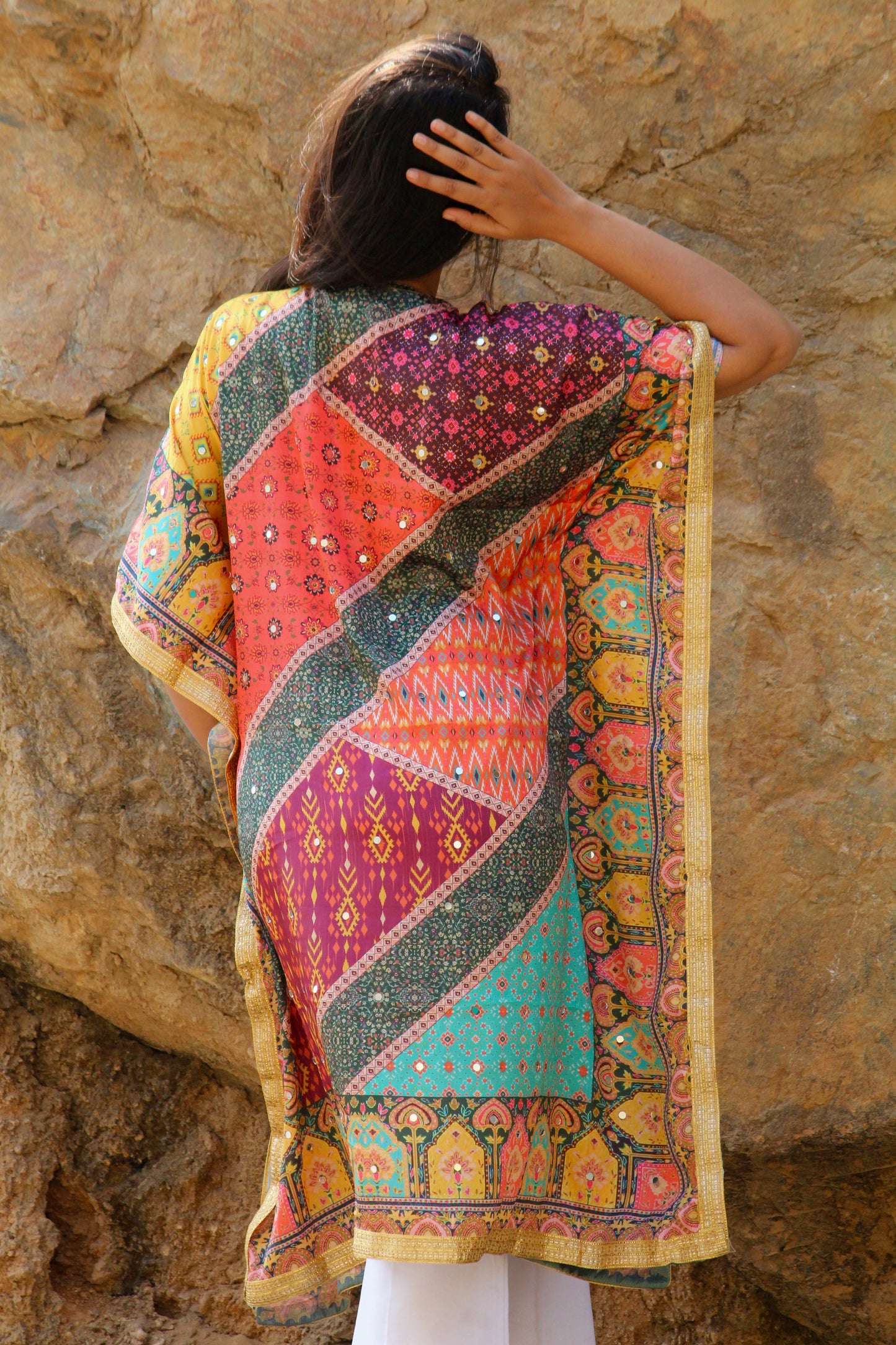 Mirror work kaftan