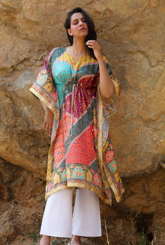 Mirror work kaftan