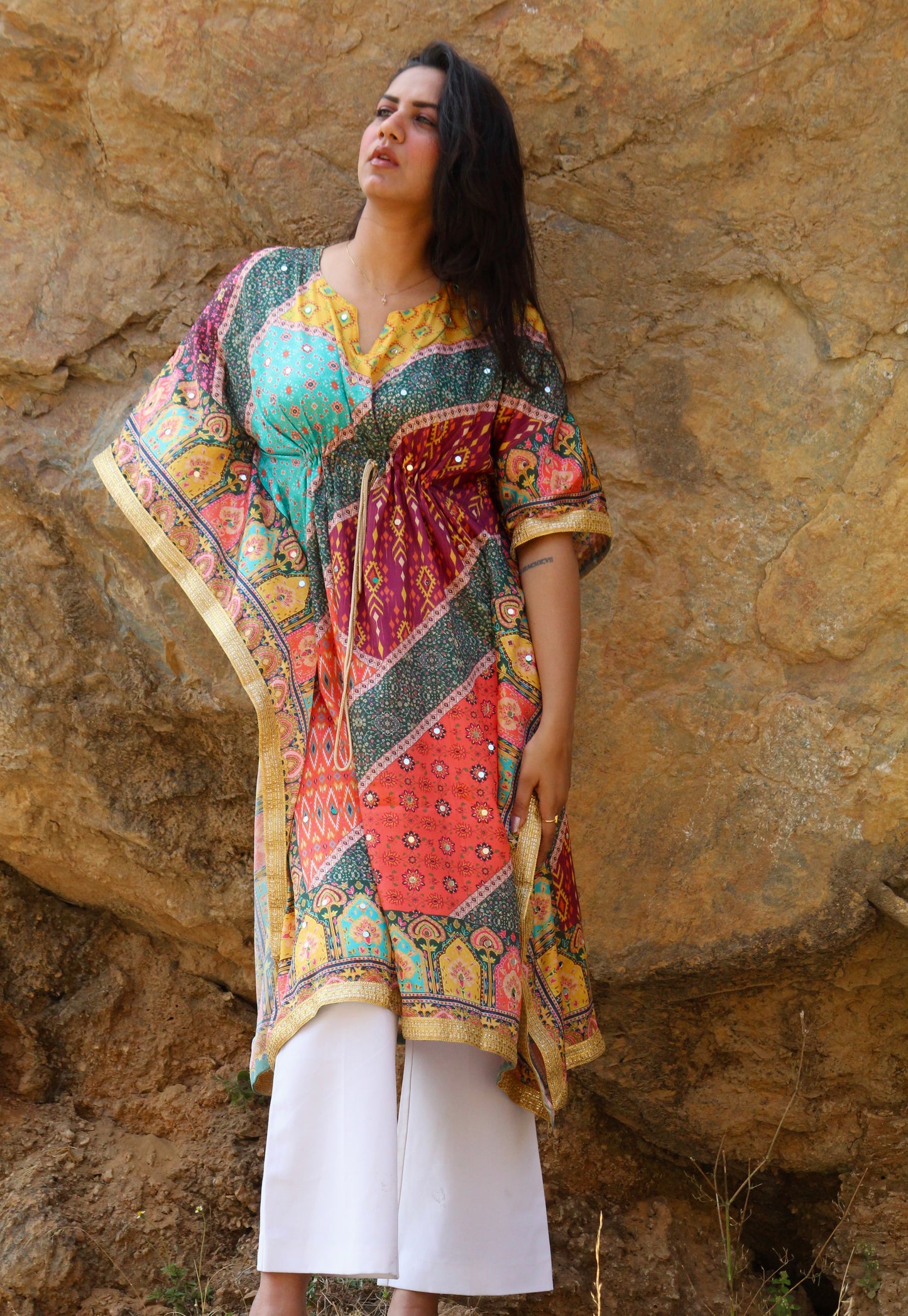 Mirror work kaftan
