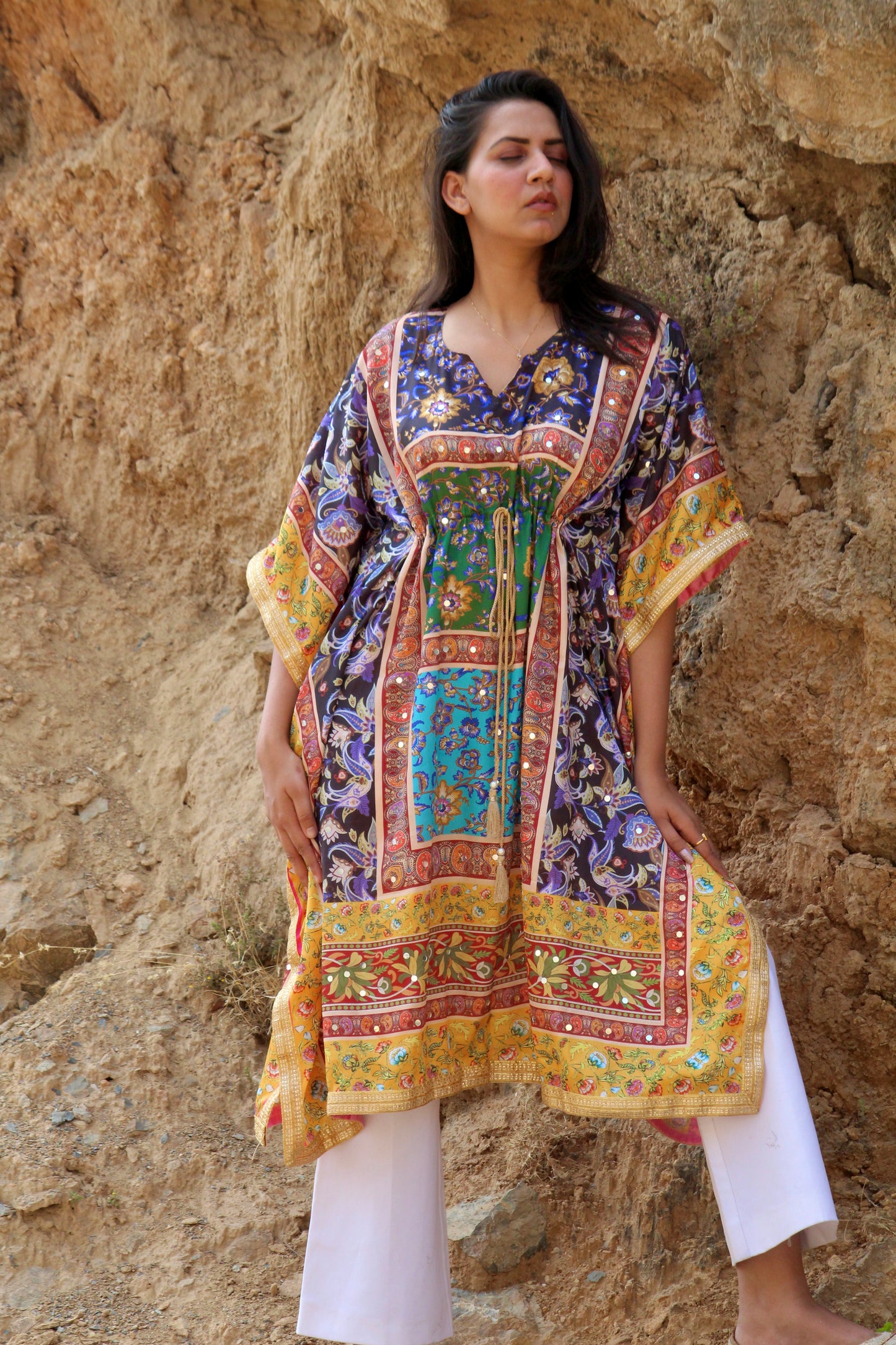 Mirror work kaftan