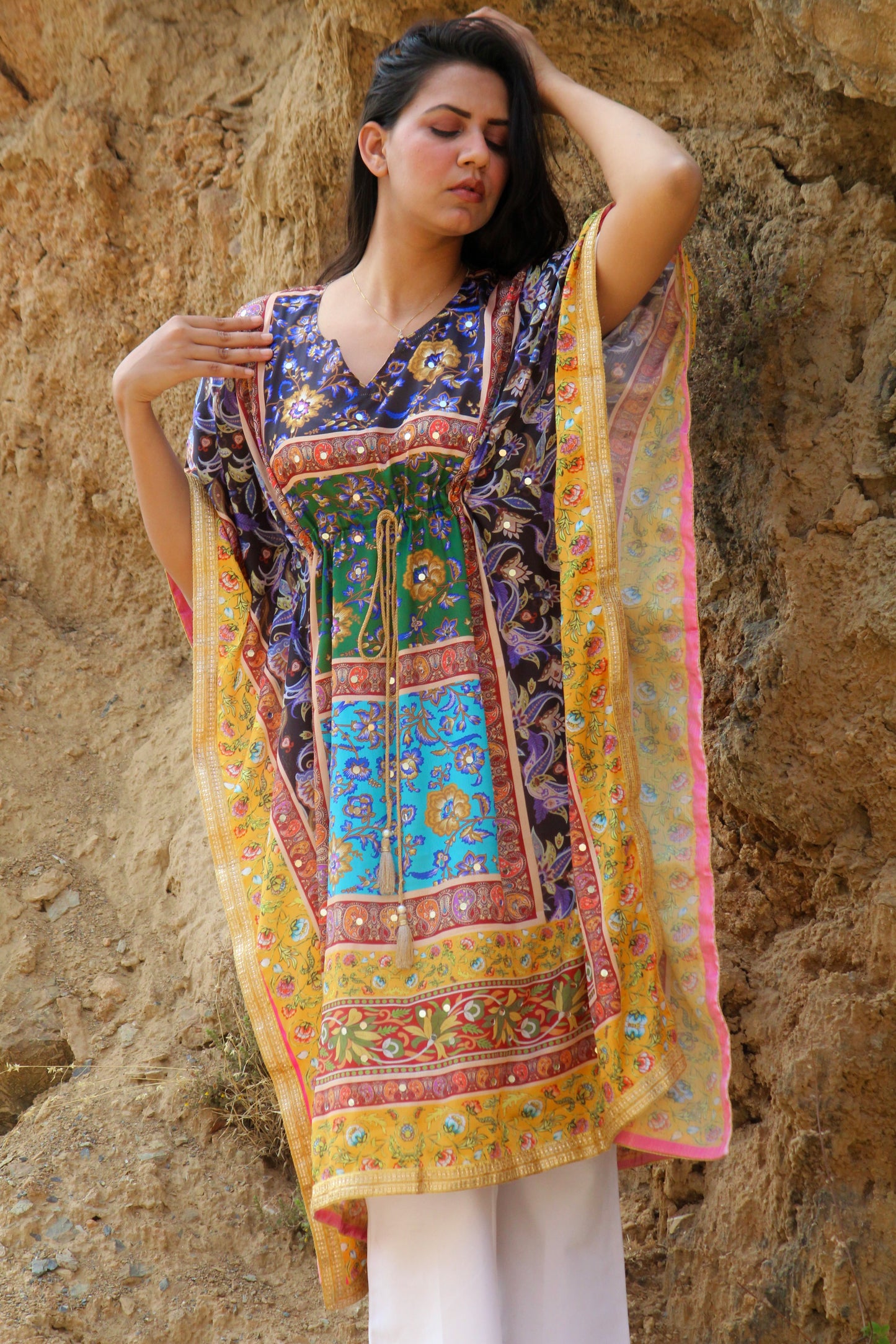 Mirror work kaftan