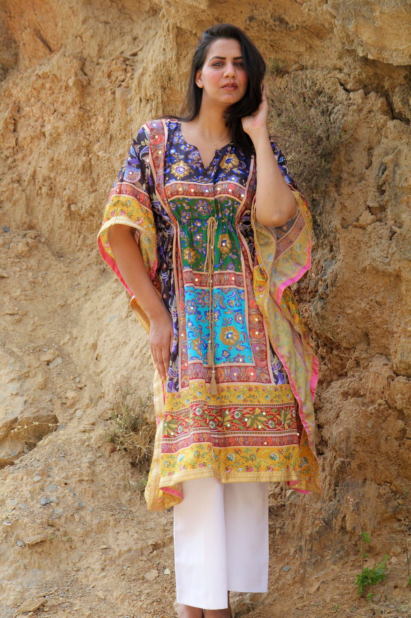 Mirror work kaftan