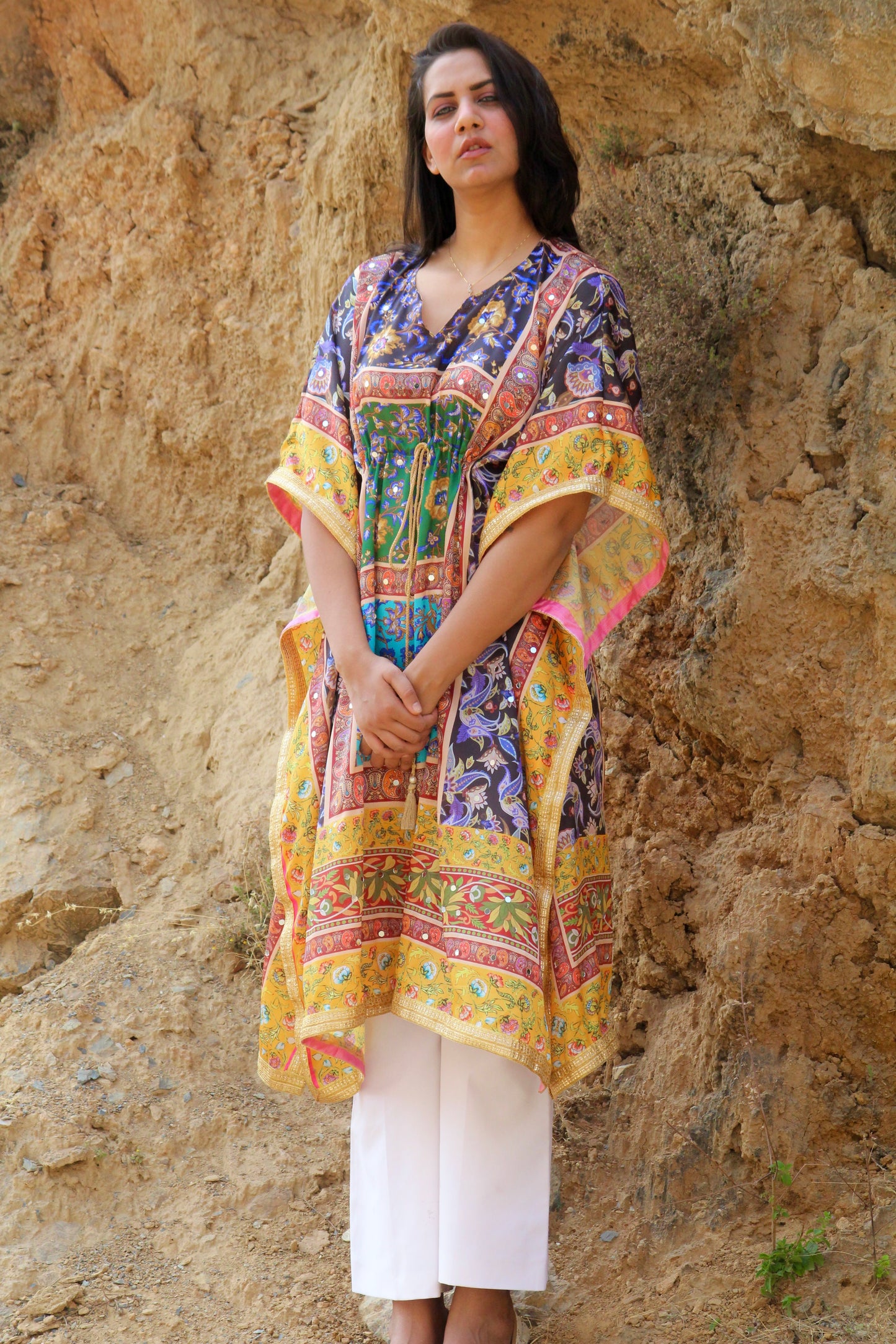 Mirror work kaftan