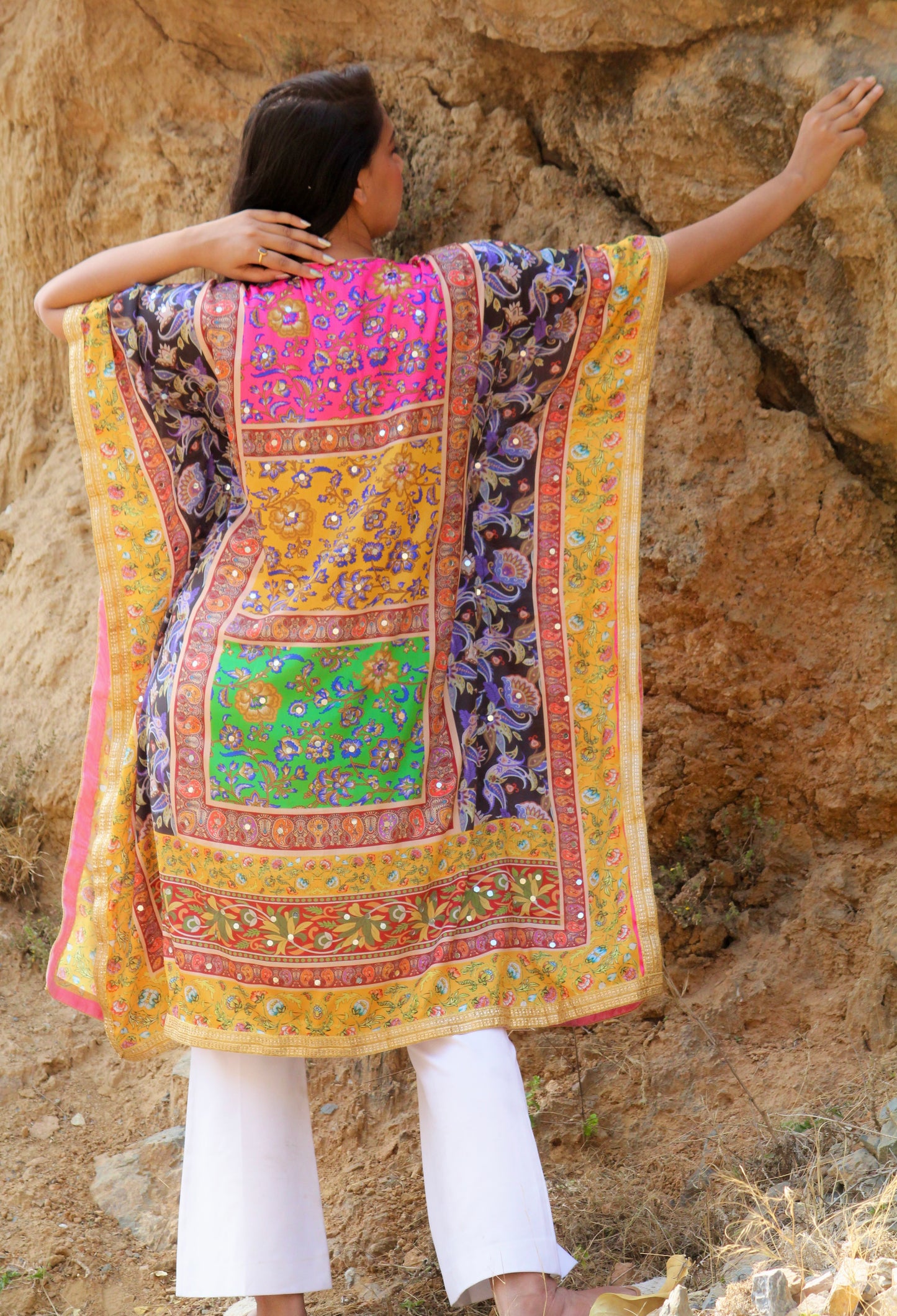 Mirror work kaftan