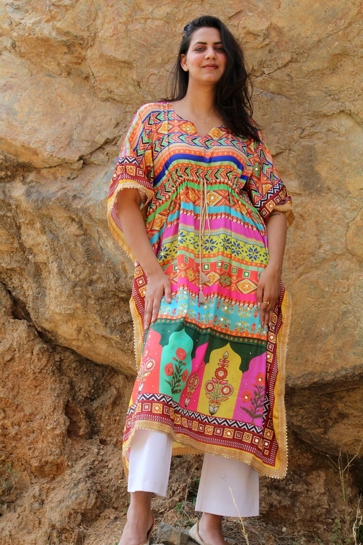Mirror work kaftan