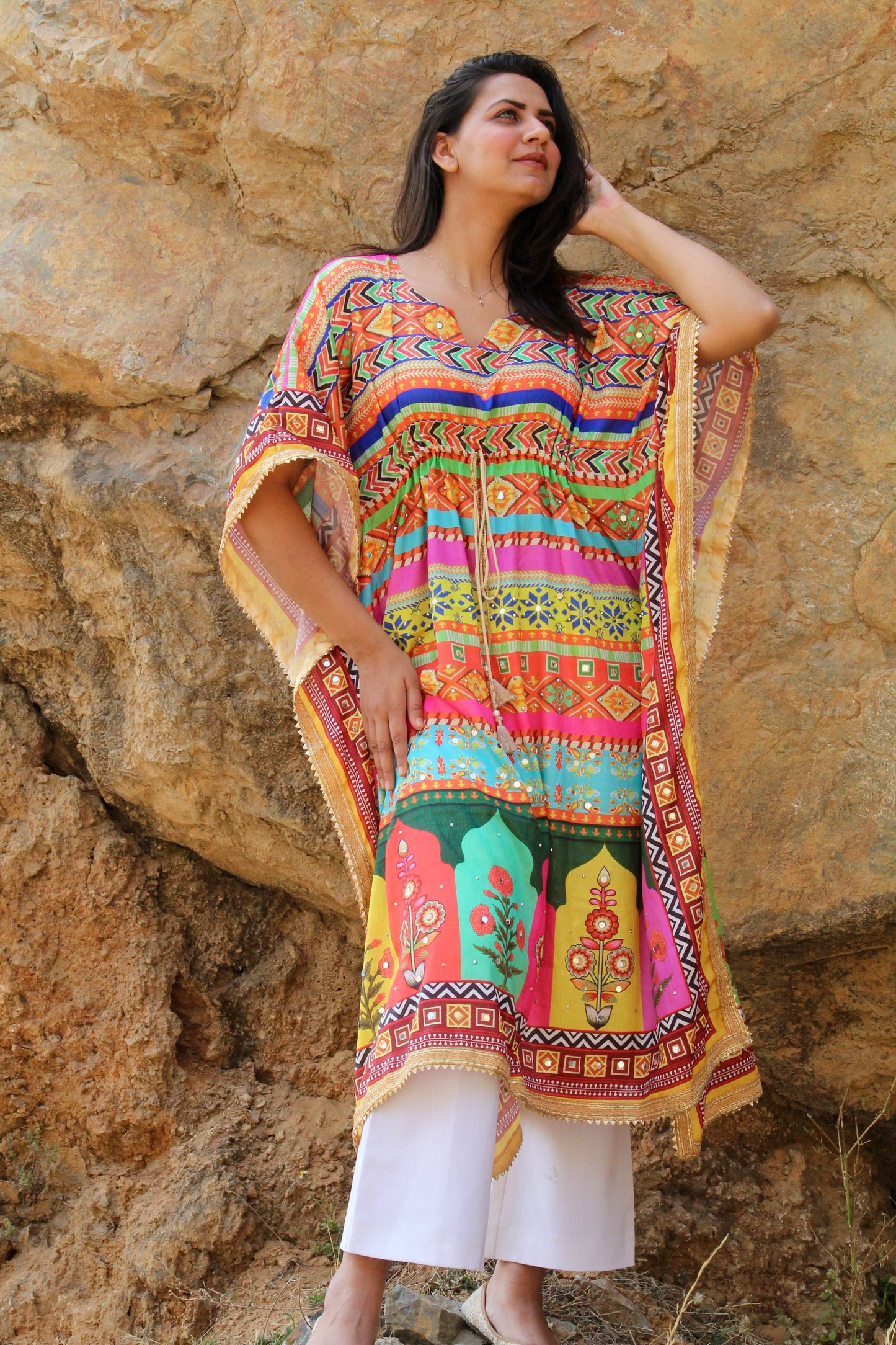 Mirror work kaftan