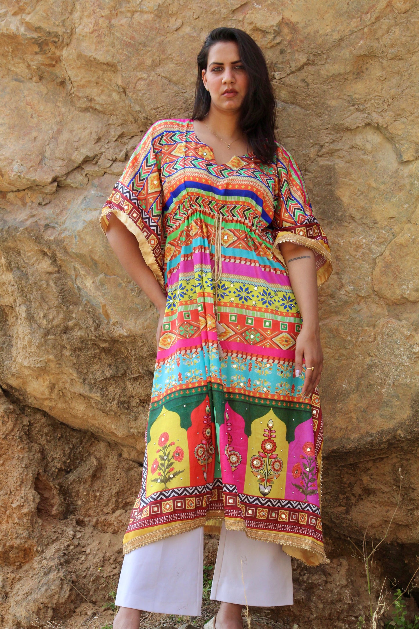 Mirror work kaftan