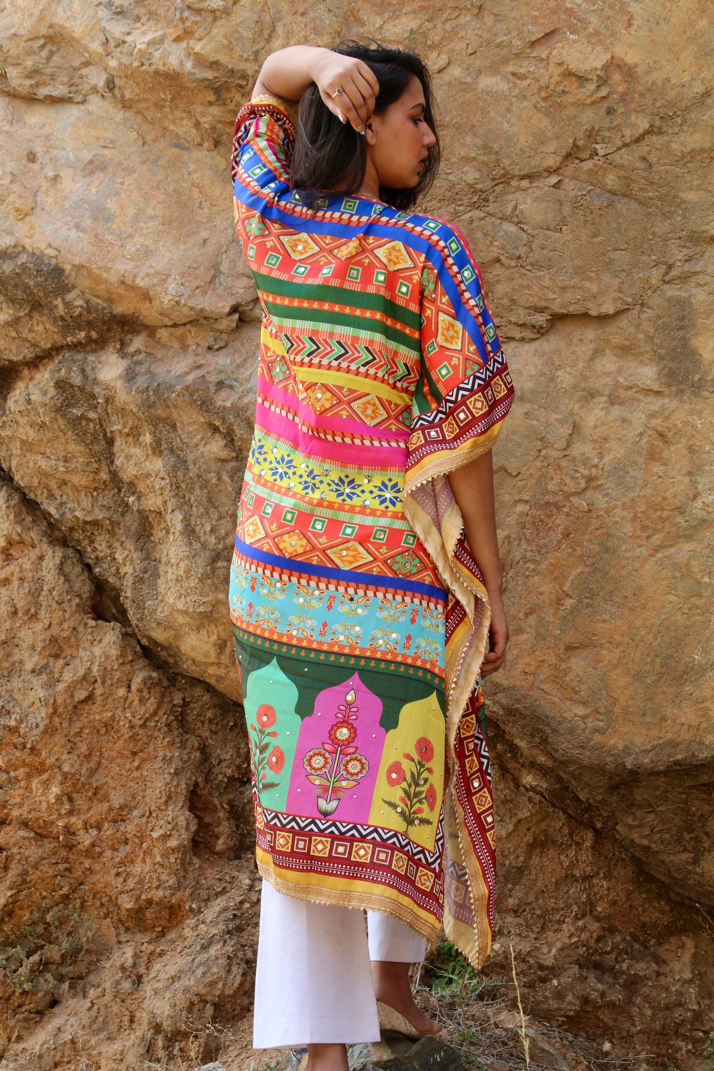 Mirror work kaftan