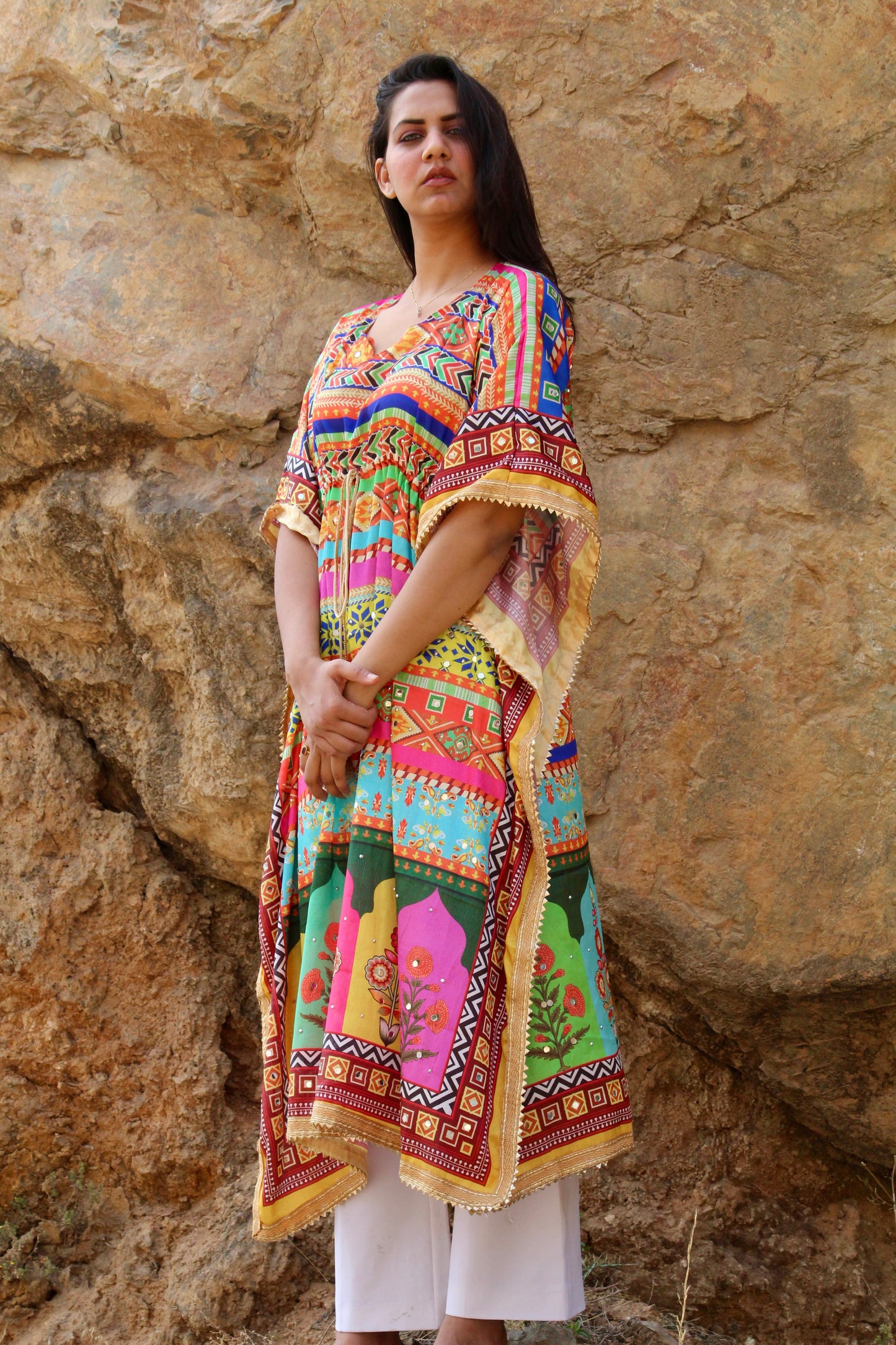 Mirror work kaftan