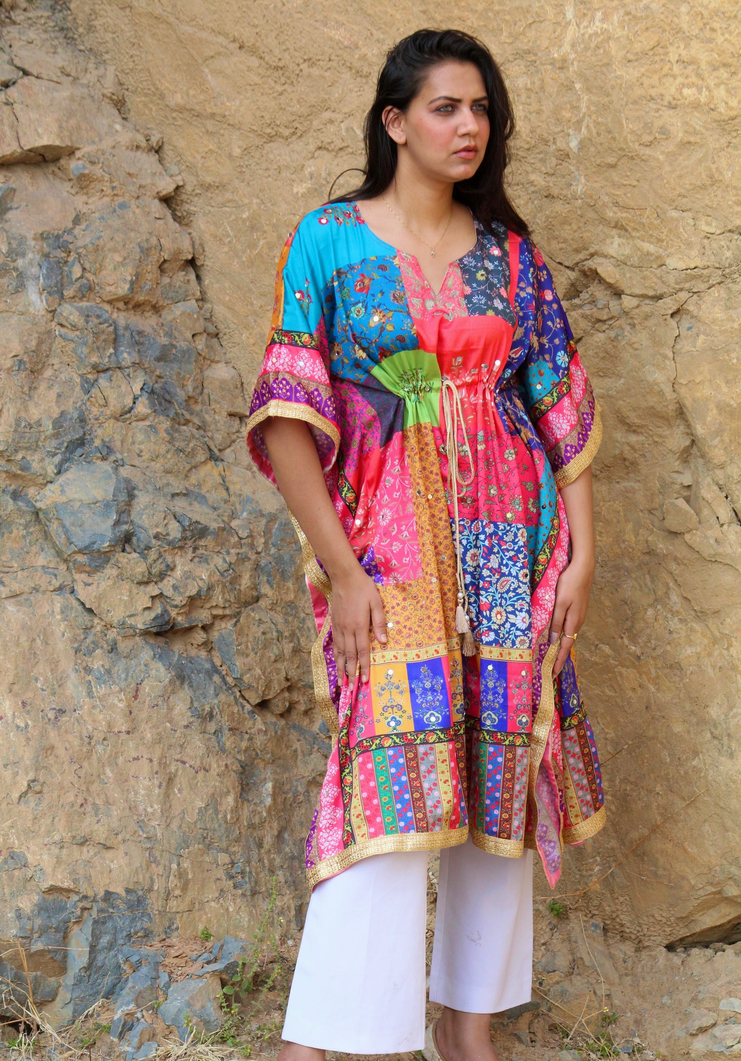 Mirror work kaftan