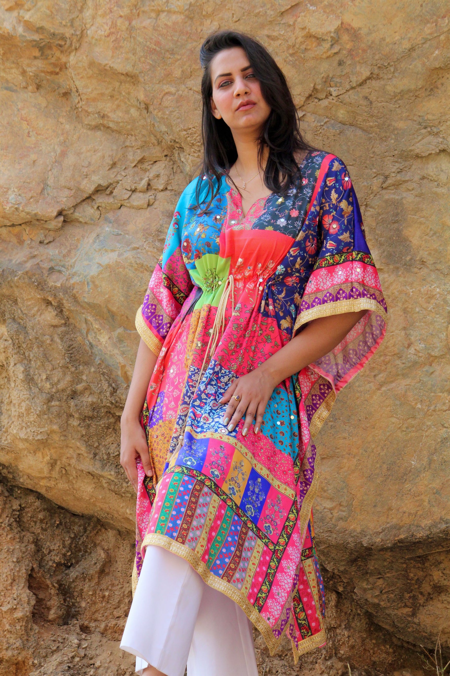 Mirror work kaftan