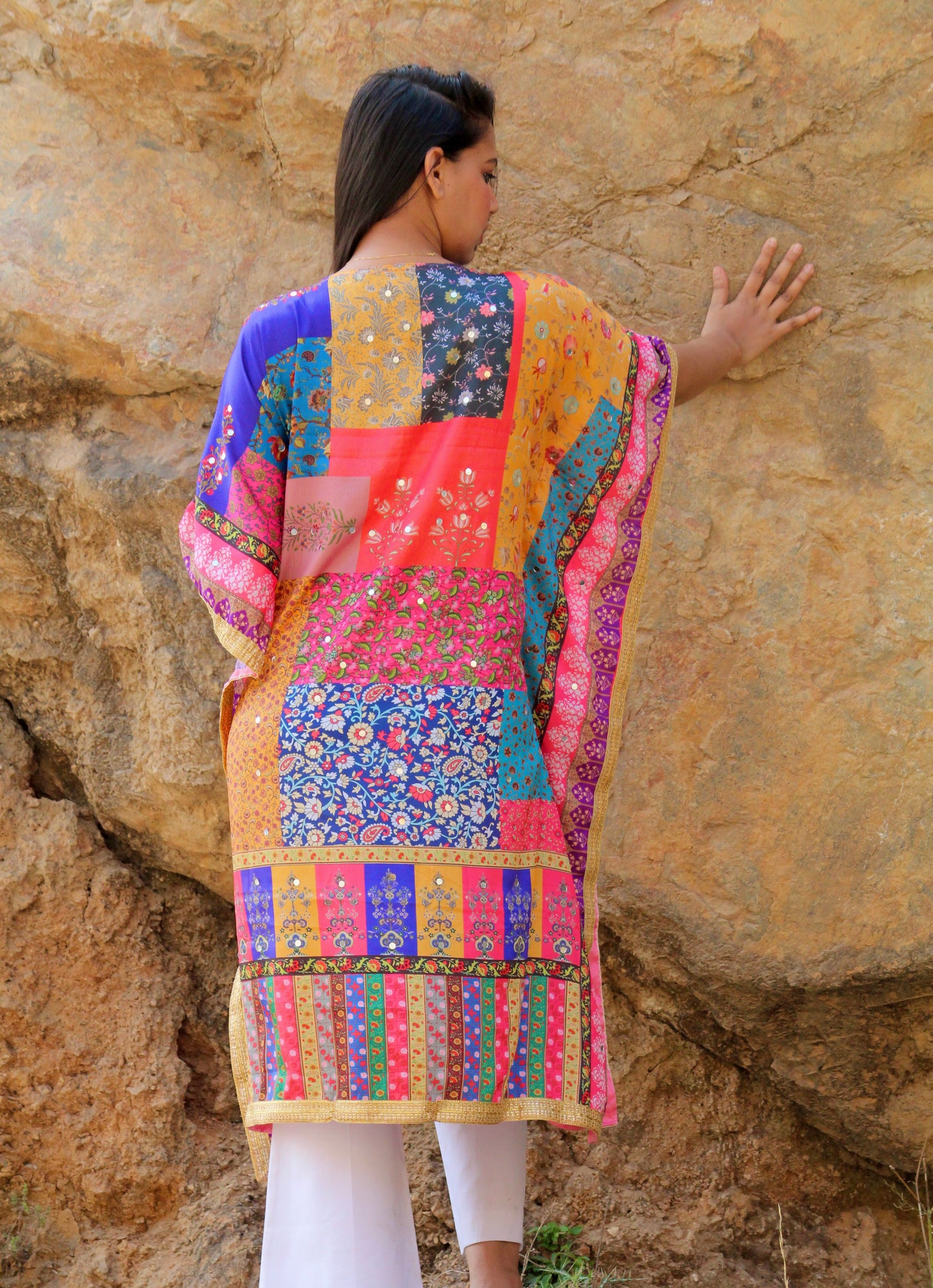Mirror work kaftan