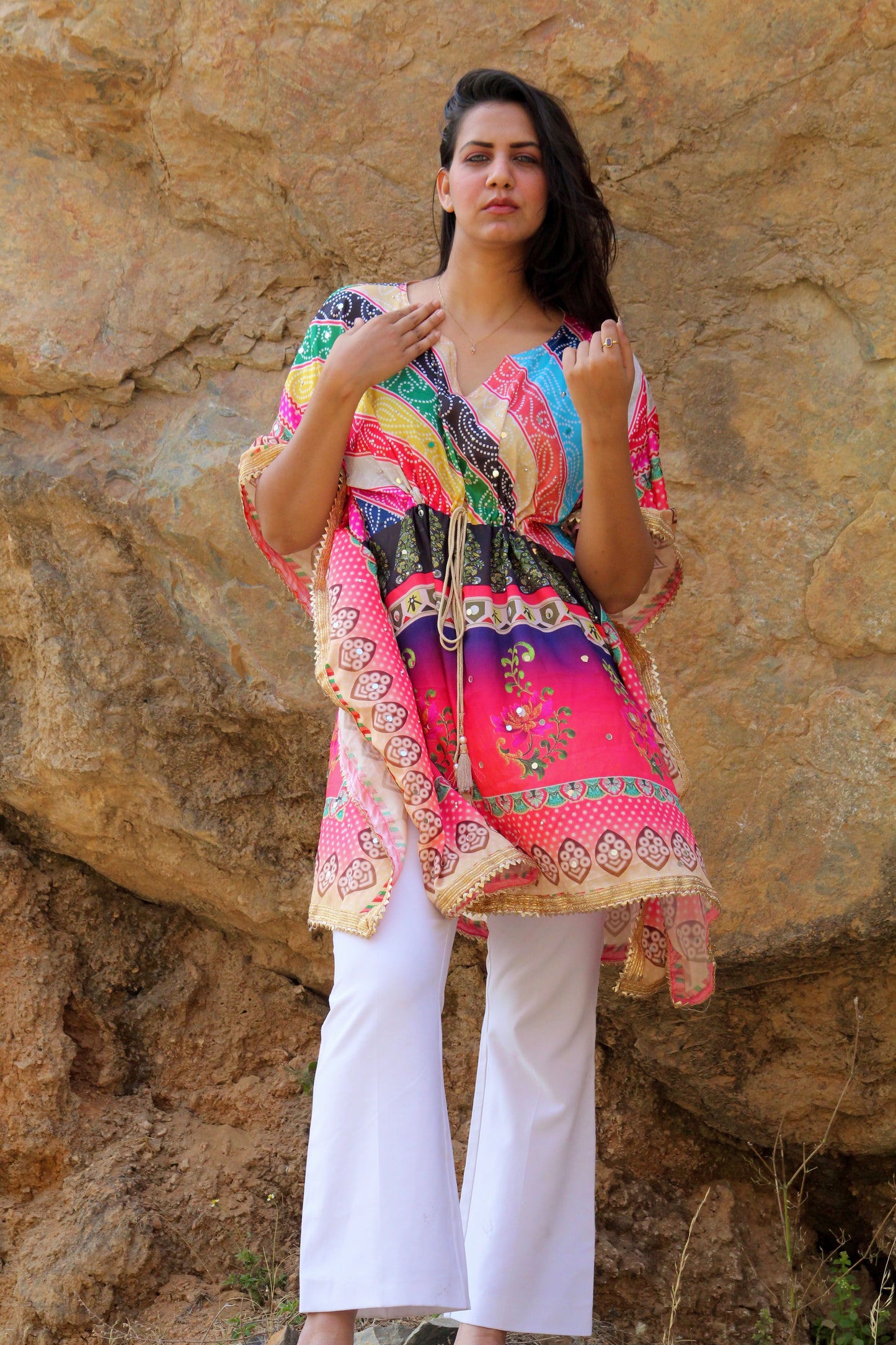 Mirror work kaftan