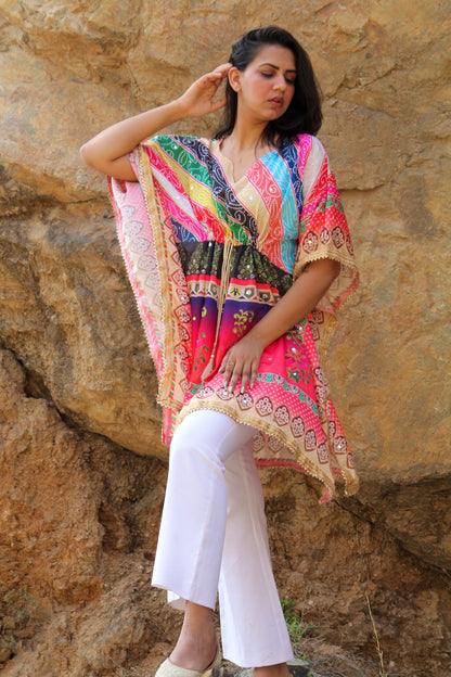 Mirror work kaftan