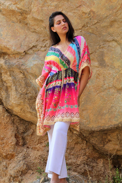Mirror work kaftan