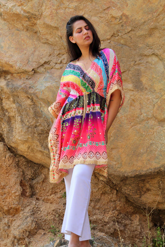 Mirror work kaftan