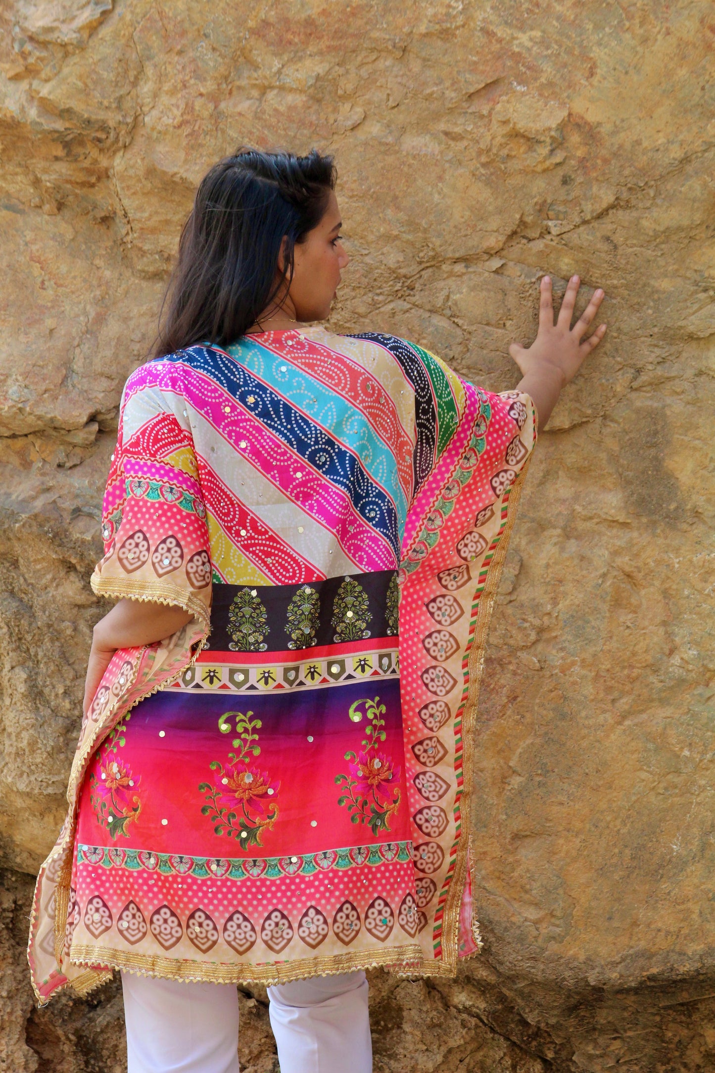 Mirror work kaftan