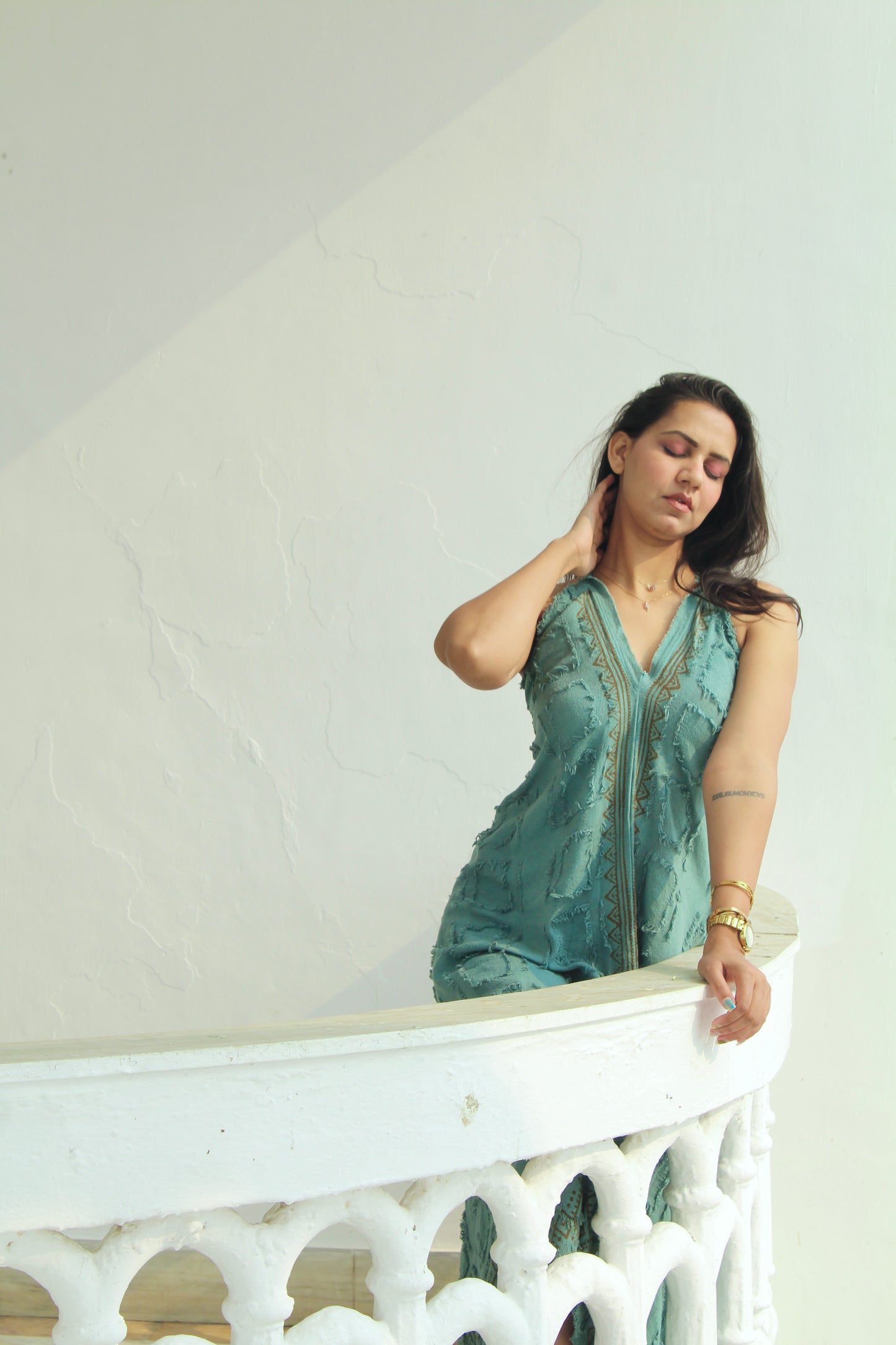Queen boho muted zade dress