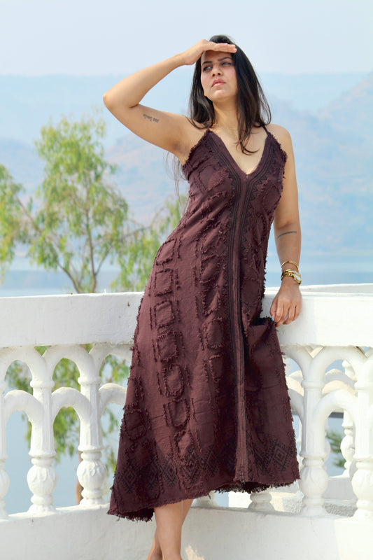 Queen boho mocha mousse brown dress