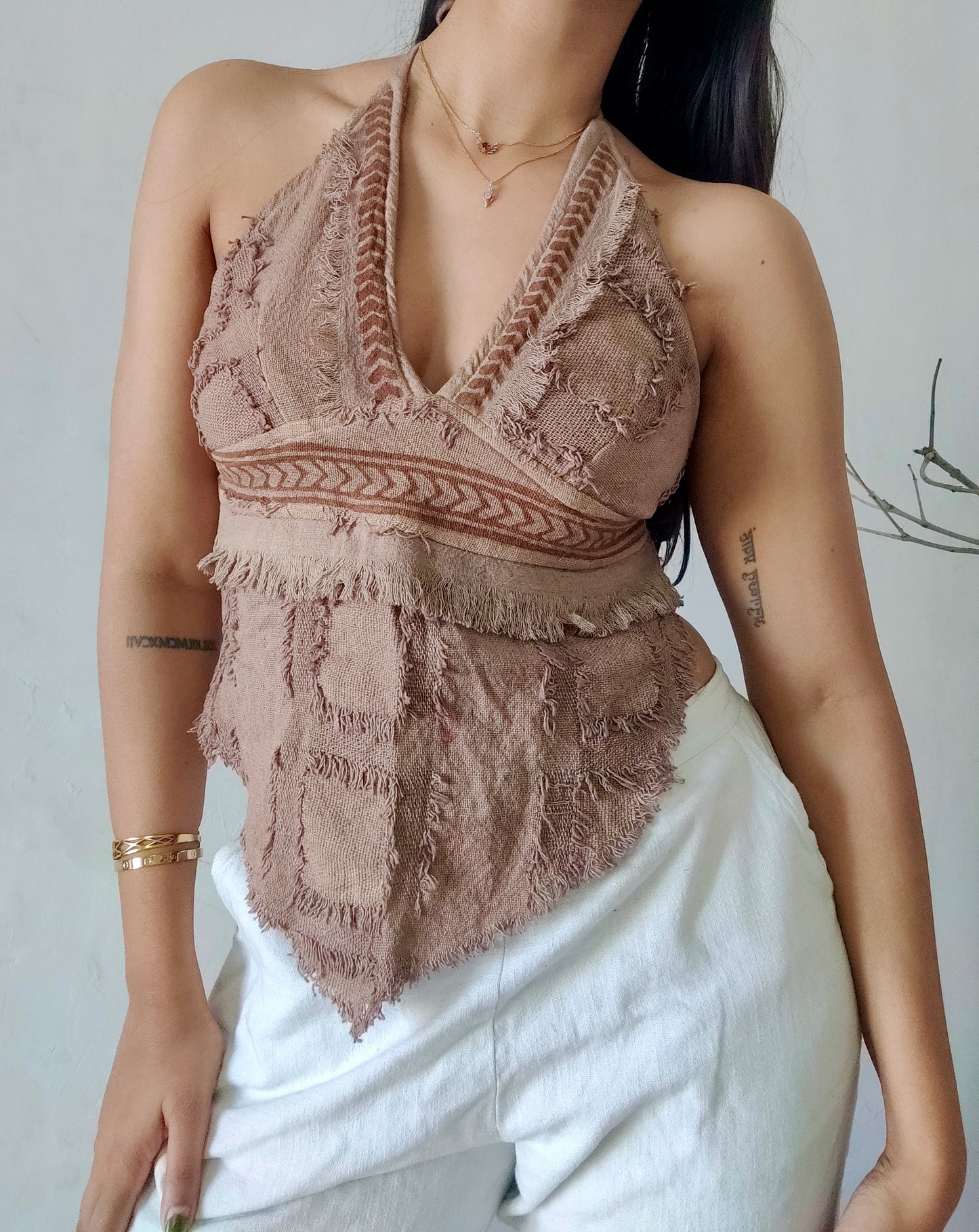 Rustwood mocha brown halter top