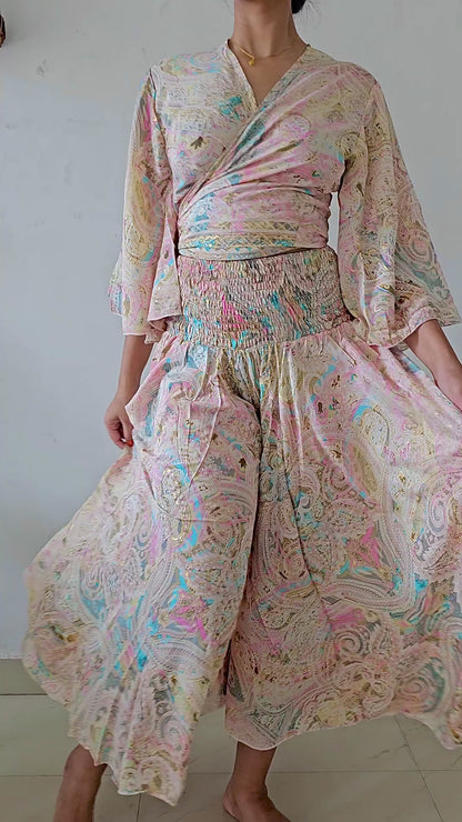 Wrap top and pants co-ord set